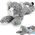 MorisMos Giant Snow Leopard Stuffed Animal Plush Pillow 4ft, 47" Extra Large Stuffed Cheetah Pillow for Kids &amp; Adults,Realistic Snow Leopard Plush for Christmas Birthday Gift Safari/Jungle Party Decor
