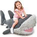 MorisMos Great White Shark Stuffed Animal Plush Pillow, 47" Giant Mako Shark Toy for Kids, Adults,4ft Large Ocean Animal Gift for Marine Creature Lovers, Sea Life Decoration for Room, CE/CPC Certified