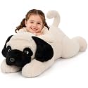 MorisMos Pug Stuffed Animal, 30-Inch Big Plush Dog Body Pillow, Light Brown