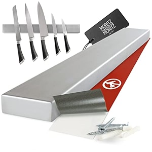 moritz amp moritz magnetic knife holder for wall - 16 inch stainless steel strip for sorting knives cooking utensils and tools - knife bar