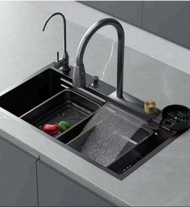 mormic 30x18x10 multifunctional kitchen sink 304 vessel sink dark grey black
