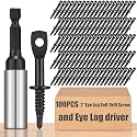 MorningRo 100 Pcs 2 Inch Eye Lag Screws Self Drill Zinc Bit, Black