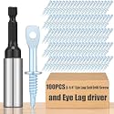 MorningRo 100 Pcs 3-1/4 Inch Eye Lag Screws Self Drill Zinc Bit, Silver