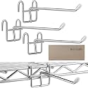 MorningRo 4 Pcs Accessory Shelving Hook for Wire Shelf Accessories, Silver