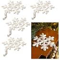 MorningRo 4 Pcs Stocking Holders for Mantel Iron Weighted,Snowflakes