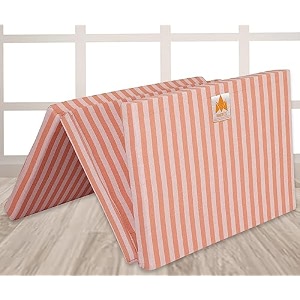 25 inch uhd foam three fold single bed reversible orange mattress 72 x 35 x 25  foldable lightweight gadda for travel picnic