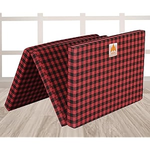 25 inch uhd foam three fold single bed reversible mattress red amp black 72 x 35 x 25  foldable lightweight gadda for travel picnic