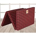 2.5 Inch UHD Foam Three Fold Single Bed Reversible Mattress Red &amp; Black (72 x 35 x 2.5) || Foldable Lightweight Gadda for Travel Picnic