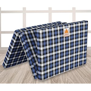 3 inch uhd foam three fold single bed reversible mattress blue amp white 72 x 35 x 3  foldable lightweight gadda for travel picnic
