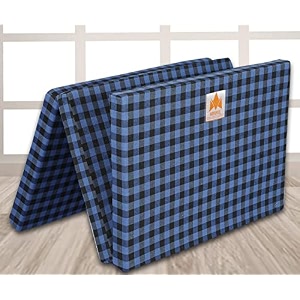 3 inch uhd foam three fold single bed reversible mattress blue amp black 72 x 35 x 3  foldable lightweight gadda for travel picnic