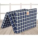 3 Inch UHD Foam Three Fold Single Bed Reversible Mattress Blue &amp; White (72 x 35 x 3) || Foldable Lightweight Gadda for Travel Picnic