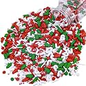 Morofme 3.5 oz Christmas Sprinkles Red and Green Christmas Tree Candy Sprinkle Jimmies Mix Christma Cane Sprinkle Cake Topper Edible Holiday Sprinkles for Cupcake Toppers Cookie Ice Cream