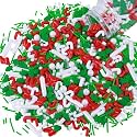 Morofme 3.5 oz Christmas Tree Sprinkles Red and Green Christmas Sprinkles White Pearl Mix Jimmies Christma Cane Sock Sprinkle Cake Topper Edible Holiday Sprinkle for Dessert Cupcake Toppers Cookie