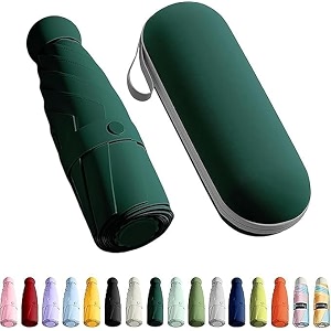 morovik portable auto travel umbrella uv big size umbrella for sun protection rain windproof strong large 3 fold for men women kids boys girls perfect small amp stylish windproof amp compact green  pouch  - 1