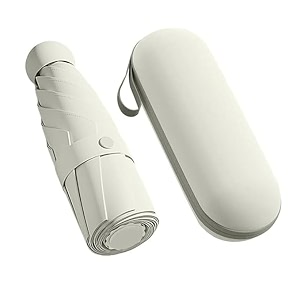 morovik portable auto travel umbrella uv big size umbrella for sun protection rain windproof strong large 3 fold for men women kids boys girls perfect small amp stylish windproof amp compact off white  pouch  - 1