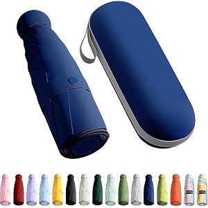morovik portable auto travel umbrella uv big size umbrella for sun protection rain windproof strong large 3 fold for men women kids boys girls perfect small amp stylish windproof amp compact blue  pouch  - 1