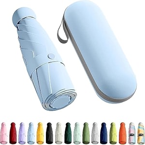 morovik portable auto travel umbrella uv big size umbrella for sun protection rain windproof strong large 3 fold for men women kids boys girls perfect small amp stylish windproof amp compact sky  pouch  - 1