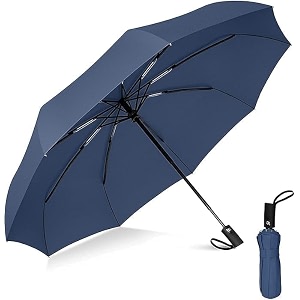 morovik portable auto travel umbrella uv big size umbrella for sun protection rain windproof strong large 3 fold for men women kids boys girls perfect small amp stylish windproof amp compact blue - 1