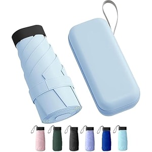 morovik portable auto travel umbrella uv big size umbrella for sun protection rain windproof strong large 3 fold for men women kids boys girls perfect small amp stylish windproof amp compact sky blue square