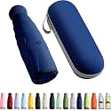 MOROVIK Portable Auto Travel Umbrella, UV Big Size Umbrella for Sun Protection Rain Windproof Strong large 3 fold for men women kids boys girls Perfect small &amp; stylish Windproof &amp; Compact (BLUE ( POUCH ) - 1)