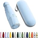MOROVIK Portable Auto Travel Umbrella, UV Big Size Umbrella for Sun Protection Rain Windproof Strong large 3 fold for men women kids boys girls Perfect small &amp; stylish Windproof &amp; Compact (SKY ( POUCH ) - 1)