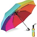 MOROVIK Portable Auto Travel Umbrella, UV Big Size Umbrella for Sun Protection Rain Windproof Strong large 3 fold for men women kids boys girls Perfect small &amp; stylish Windproof &amp; Compact (RAIMBOW - 1)