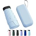 MOROVIK Portable Auto Travel Umbrella, UV Big Size Umbrella for Sun Protection Rain Windproof Strong large 3 fold for men women kids boys girls Perfect small &amp; stylish Windproof &amp; Compact (Sky Blue SQUARE)