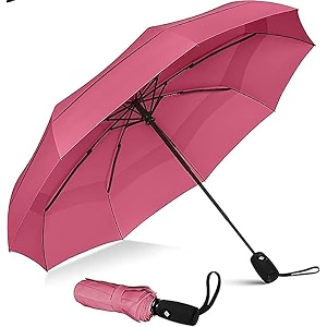 morovik portable auto travel umbrella - windproof for rain strong for wind auto openclose button perfect car umbrella for men amp women pink