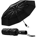 MOROVIK Portable Auto Travel Umbrella - Windproof for Rain, Strong for Wind, Auto Open/Close Button, Perfect Car Umbrella for Men &amp; Women (BLACK)