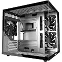 MOROVOL MATX PC Case,270° Panoramic Tempered Glass Panel Gaming PC Case,3 Fans Pre-Installed Micro-ATX Computer Case,USB 3.0,Black(V3)