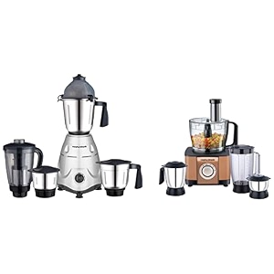 morphy richards icon superb 750w mixer grinder 4 jars silver and black amp icon superb 1000-watt food processor glazing copper amp hand blender blue 300w