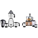 Morphy Richards Icon Superb 750W Mixer Grinder, 4 Jars, Silver and Black &amp; Icon Superb 1000-Watt Food Processor (Glazing Copper) &amp; Hand Blender (Blue, 300W)