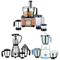 Morphy Richards Icon Superb 750W Mixer Grinder, 4 Jars, Silver and Black &amp; Icon Superb 1000-Watt Food Processor (Glazing Copper) &amp; Ace Plus 750-Watt Mixer Grinder (White)