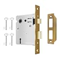 Mortise Lock Set Interior Door, Old Door Lock Replacement Parts, Antique Vintage Door Lock Hardware, Skeleton Keys and Reversible Latch, Mortise Lock Kit, Antique Brass Finish