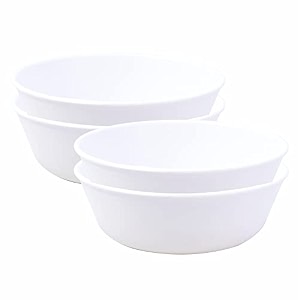 sigma 300 unbreakable bpa free plastic bowl set for cereal salad rice soup pasta snack bowl microwave safe 4 white