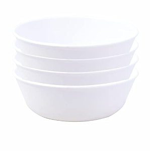 sigma 300 unbreakable bpa free plastic bowl set for cereal salad rice soup pasta snack bowl microwave safe 4 white