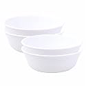 Sigma 300 Unbreakable BPA Free Plastic Bowl Set for Cereal, Salad, Rice, Soup, Pasta, Snack Bowl, Microwave Safe, (4) (White)