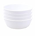 Sigma 300 Unbreakable BPA Free Plastic Bowl Set for Cereal, Salad, Rice, Soup, Pasta, Snack Bowl, Microwave Safe, (4) (White)