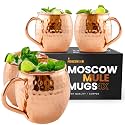 Moscow-Mix Moscow Mule Mugs Set of 4, Pure Copper Mugs, Copper Cups 16 oz
