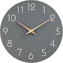 Mosewa Wall Clock 8 Inch Wall Clocks Battery Operated Silent Non-Ticking, Simple Modern Wood Clock Decorative for Bedroom, Living Room, Kitchen, Home Office (Gray)