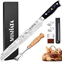 MOSFiATA Bread Knife 8” Ultra Sharp Serrated Knife, German High Carbon Stainless Steel EN1.4116 Bread Slicer with Bread Lame, Micarta Handle, For Bread, Cake, Bagels