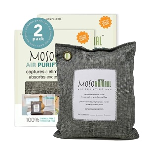 moso natural 500gm 2 pack air purifying bag deodorizer odor eliminator for kitchens living areas bedrooms and basements absorbs and eliminates odorscharcoal color lasts up to 2 years