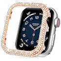 Mosonio Full Bling Metal Case Cover for Apple Watch 45mm Women-Rose Gold