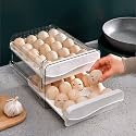 MosQuick® 2 Layer Drawer Type Egg Tray for Fridge, 40 Slot Storage Box, Polypropylene Refrigerator Organiser, Space Saving Anda Holder Basket, Stackable Pull Out Kitchen Container, Dabba (White)