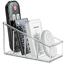 MosQuick® 4 Compartment Sloped Remote Control Holder, Desk Organiser and Pen Stand for Study Table, Mobile Comb and Makeup Brush Caddy for Bedside Counter, Space Saving, Easy to Clean (White)