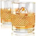 MosQuick® Set of 6 Premium Whisky Glasses, 350 ml Old Fashioned Rocks Tumblers for Scotch Liquor and Cocktails, Weighted Bar Glassware for Home, Space Saving, Easy to Clean, Modern Look (Transparent)