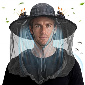 Mosquito Hat with Net 2 Solar Fan