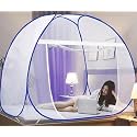 Mosquito Net for Double Bed | King Size Foldable Machardani | 6.5 x 6.5 Feet Polyester 30GSM Strong Net |PVC Coated Corrosion Resistant Steel Wire