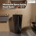 BASSINO 18x18x32 Inches Ceramic Pedestal Wash Basin/7 Years Warranty/One Piece Free Standing Basin For Bathroom/Living Room/Salons/Round Modern Sink For Hotel/Floor Mounted Washbasin(Glossy Black)