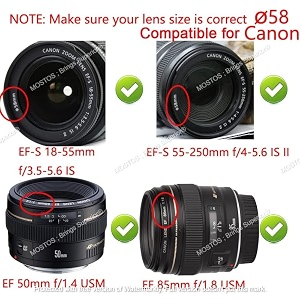 mostos - 58mm uv filter for canon eos rebel t7 t6 t8i t7i sl3 4000d 2000d with ef-s 18-55mm kit lens amp other lenses